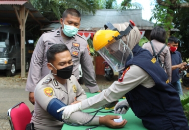 HUT Bhayangkara 41 Personil Gabungan Antusias Ikuti Donor Darah