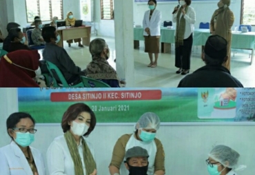 Ketua TP PKK Dairi Tinjau Pelaksanaan Vaksinasi Lansia Di Desa Sitinjo II