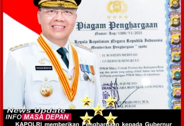 Raih Penghargaan dari Kapolri Karena Prestasi PPKM Gubernur Rohidin : Jangan Berpuas Diri Tetap Disiplin Prokes