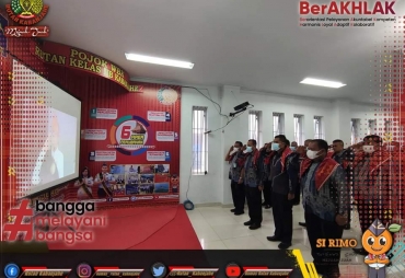 Suasana Upacara Hari Lahir Pancasila Secara Virtual yang Digelar Rutan Kabanjahe (Foto : Rutan Kabanjahe)