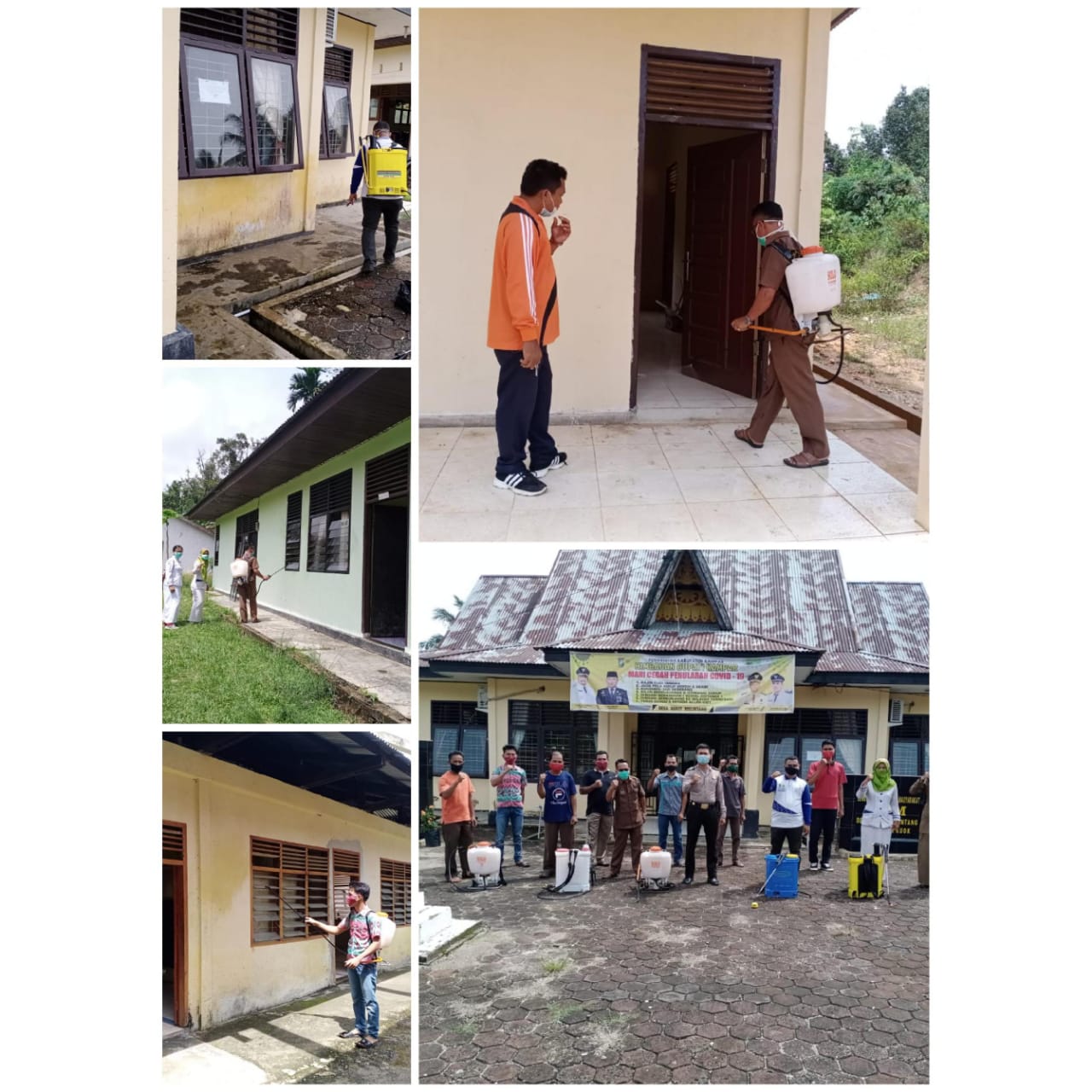 Kades Bukit Melintang Gelar Penyemprotan Disinfektan