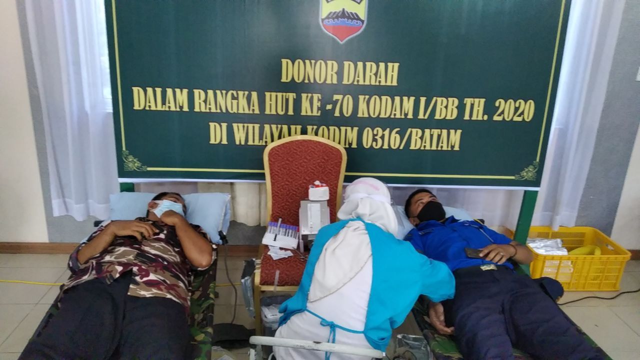 HUT Kodam I/BB ke-70 Kodim 0316/Batam Gelar Donor Darah