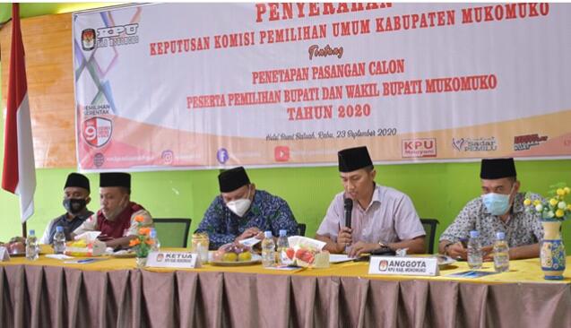 KPU Mukomuko Tetapkan Dua Paslon yang Bertarung di Pilbup