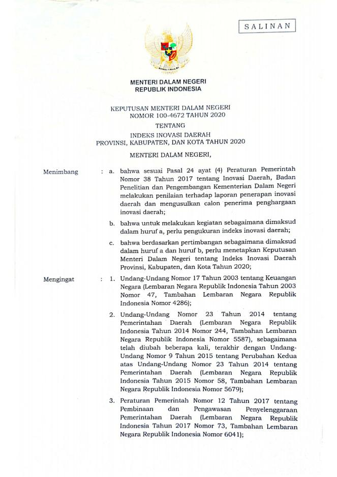 Pemkot Padangsidimpuan Raih Predikat Inovatif dari Kemendagri RI