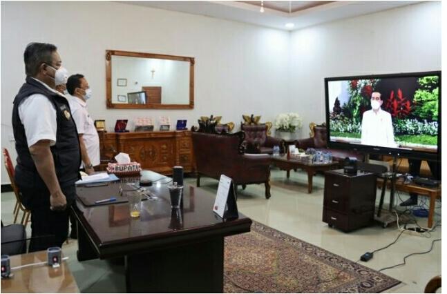 Bupati Dairi Ikuti Rakornas Penanggulangan Bencana Tahun 2021 Melalui Virtual
