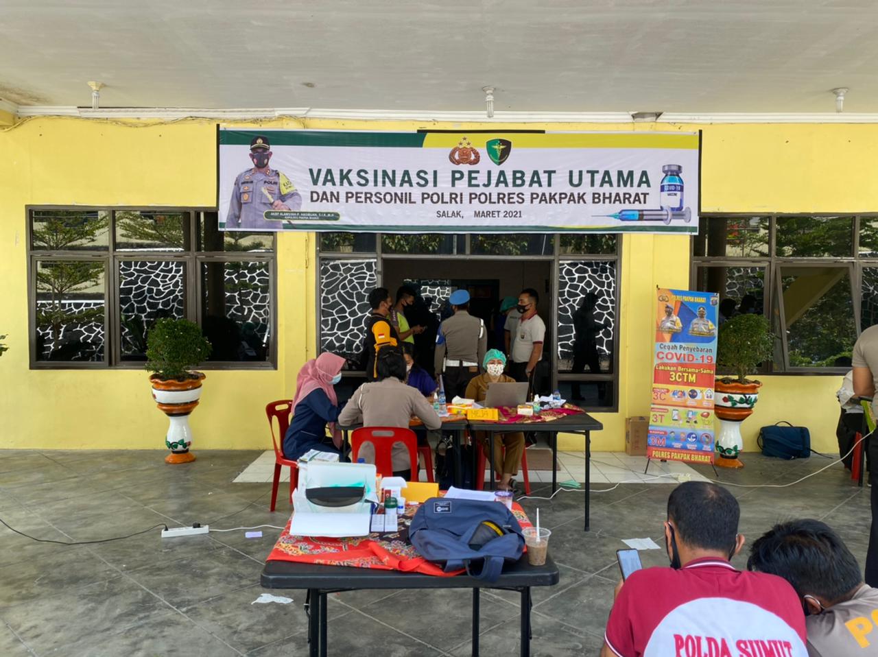 84 Orang Personel Polres Pakpak Bharat Dapatkan Suntikan Vaksinasi Tahap I