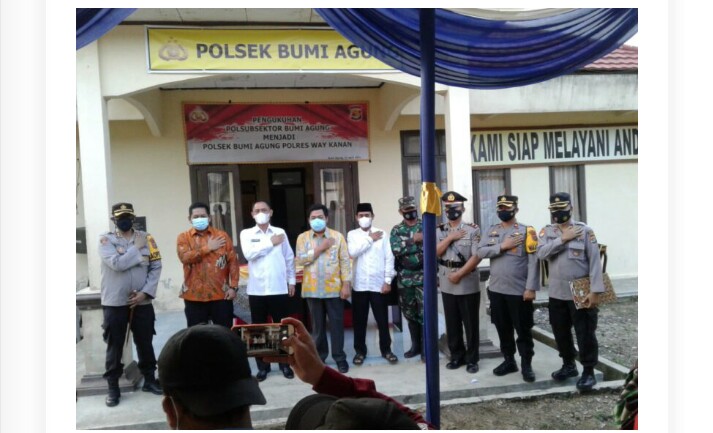 Kapolres Way Kanan Resmikan Polsek Bumi Agung Sekaligus Lantik Kapolsek