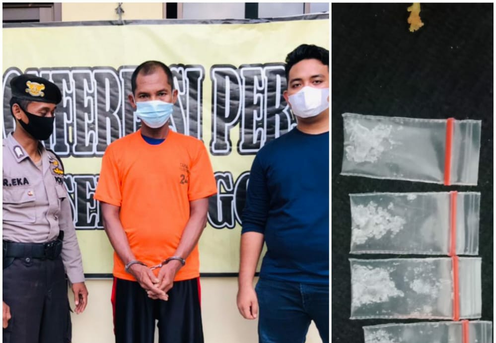 Bisnis Sabu Pria ini diangkut Polsek Sunggal