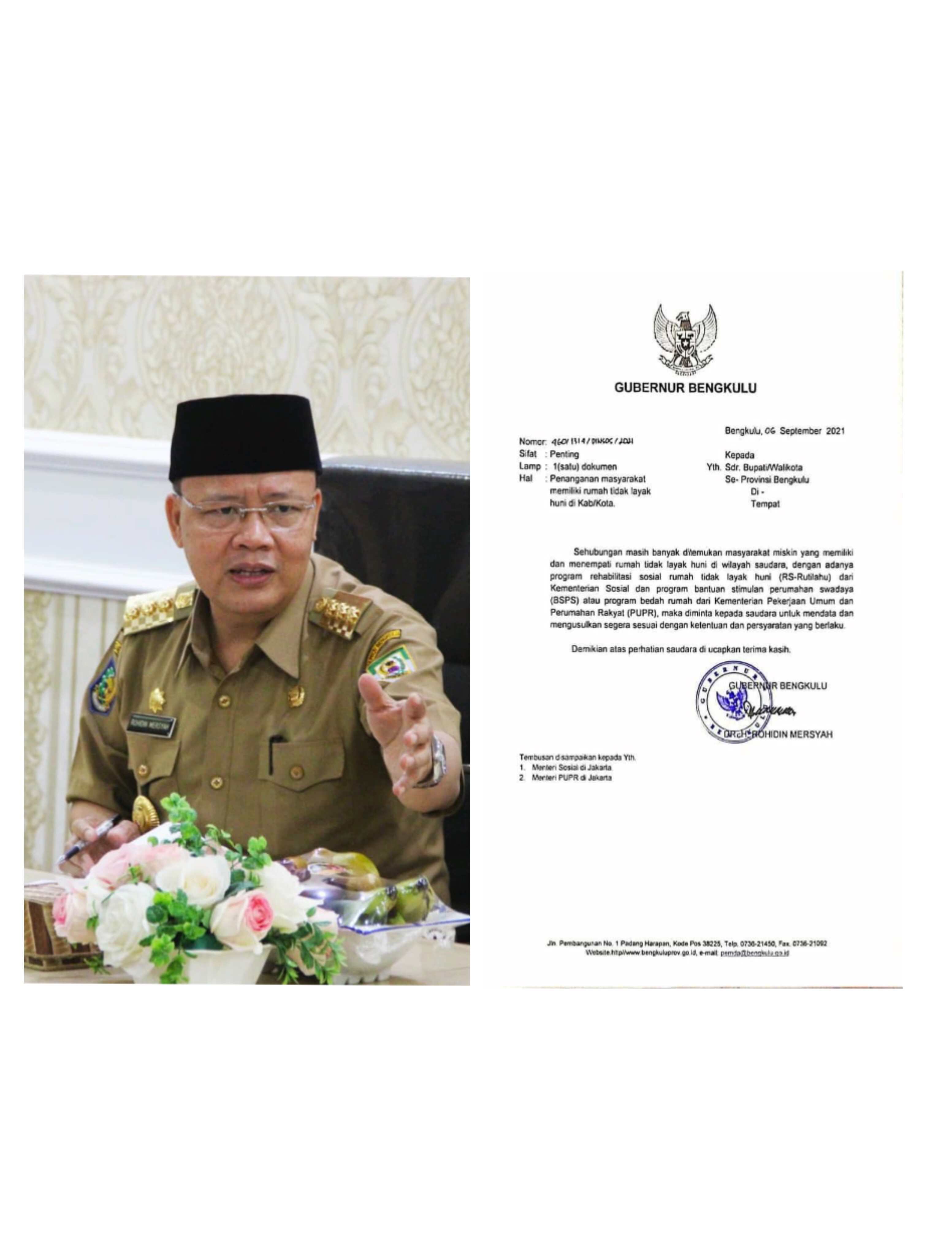 Temuan Rumah Tidak Layak Huni Gubernur Rohidin Keluarkan Intruksi Untuk Bupati/Walikota