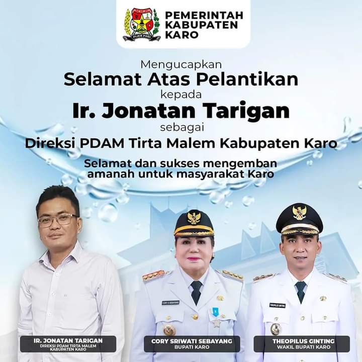 Wabup Karo Ucapkan Selamat Atas Dilantiknya Direksi PDAM Tirta Malem