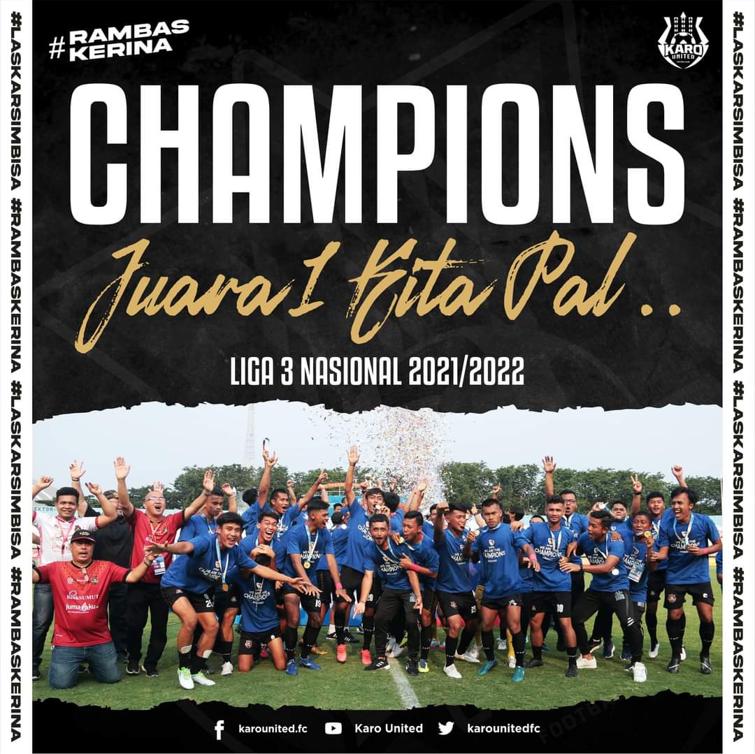 Karo United Juara Liga 3 Nasional Gubsu Ucapkan Selamat
