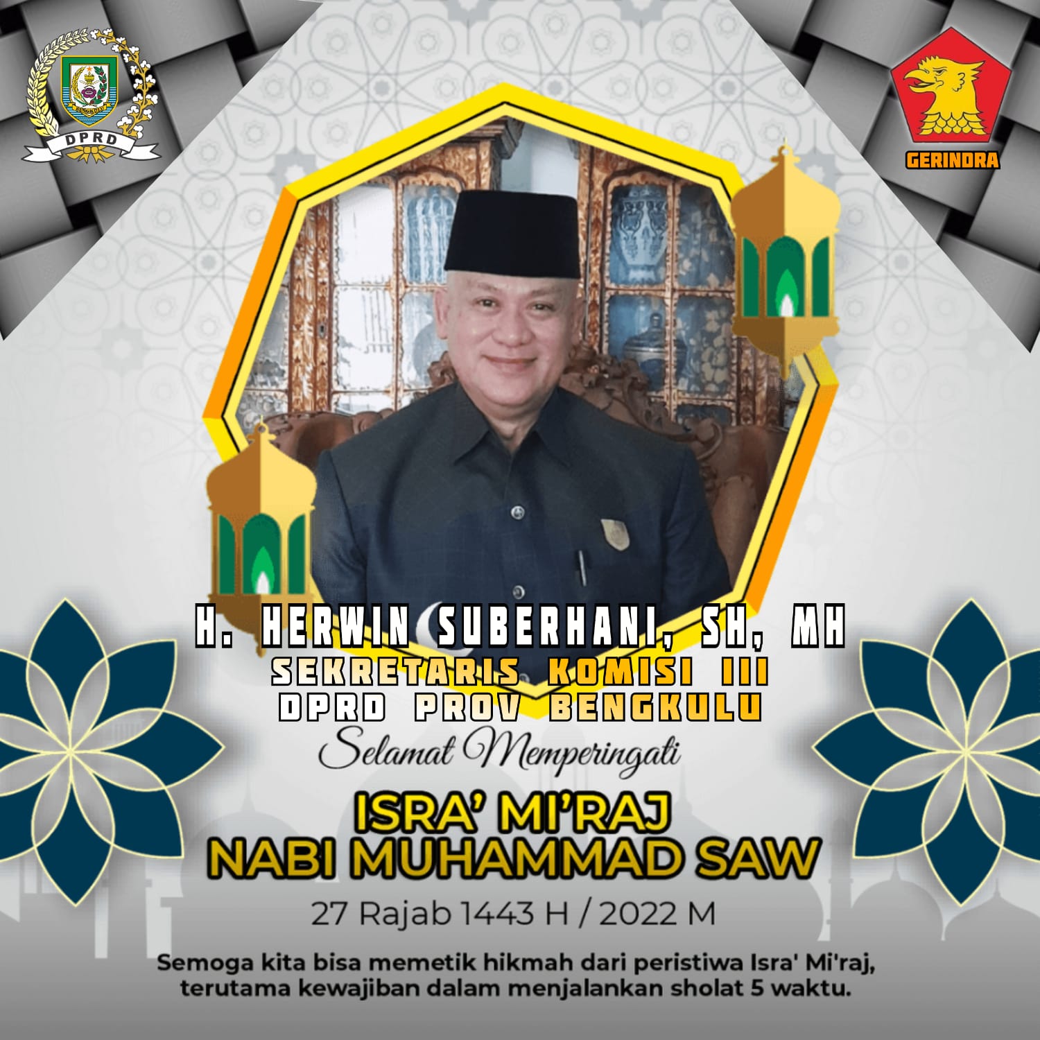 Sekretaris Komisi III Ucapkan Memperingati Hari Isra’ Mi’raj