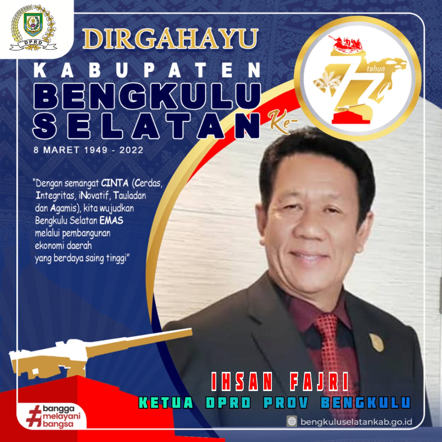 Ketua DPRD Ucapkan Dirgahayu Bengkulu Selatan