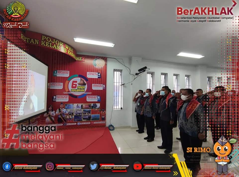 Suasana Upacara Hari Lahir Pancasila Secara Virtual yang Digelar Rutan Kabanjahe (Foto : Rutan Kabanjahe)