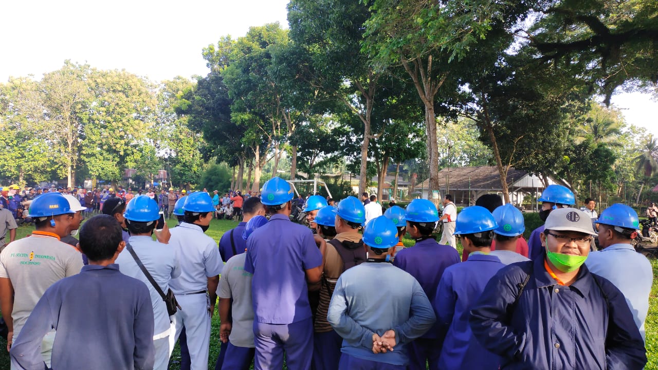 Karyawan PT Socfindo Tanah Gambus Unjuk Rasa (Foto : Ist)