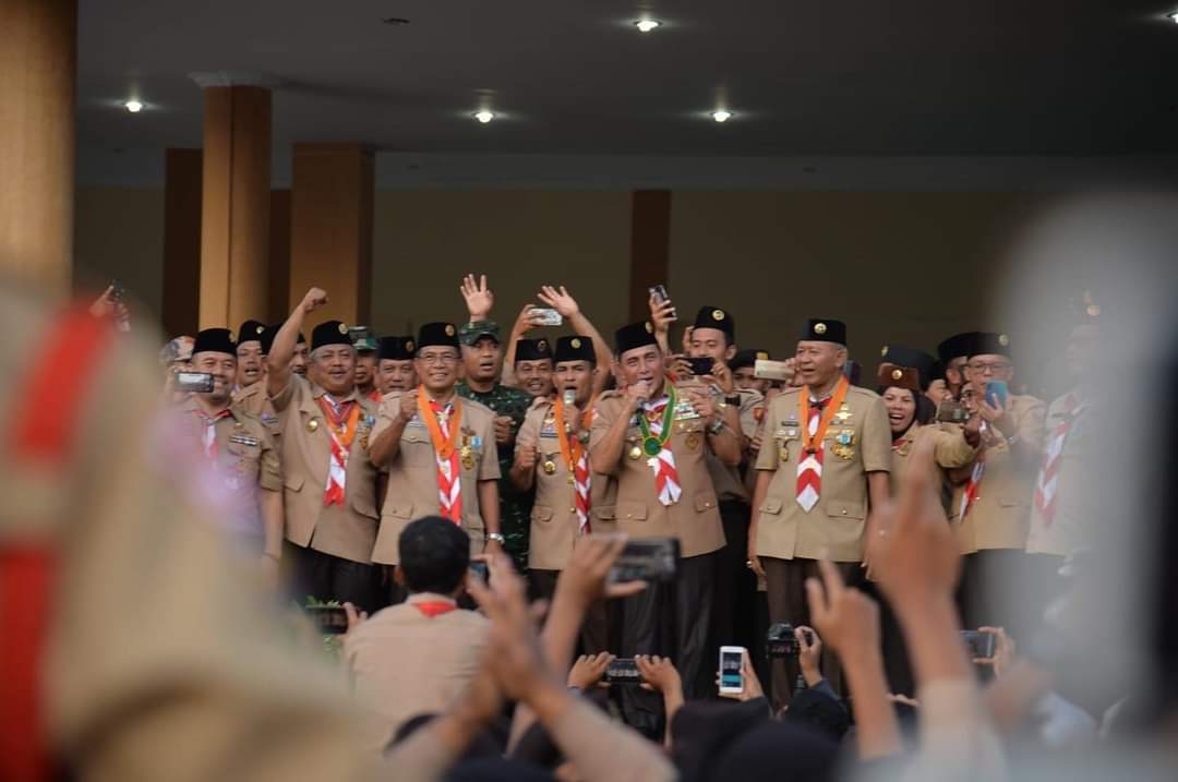 Ketua Kwarda Gerakan Pramuka Sumut Nurdin Lubis, usai menghadiri Rakor persiapan kegiatan tersebut yang dipimpin Pj Sekdaprov Sumut Afifi Lubis di Kantor Gubernur Sumut