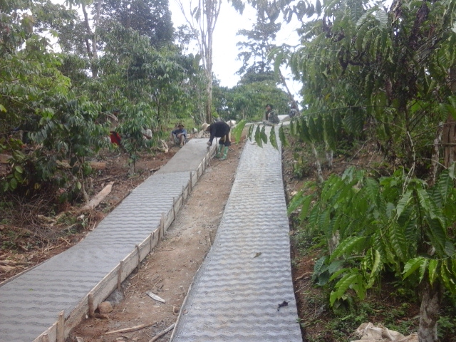 Tampak Pembangunan Jalan Rabat Beton yang ada di Desa Lubuk Resam