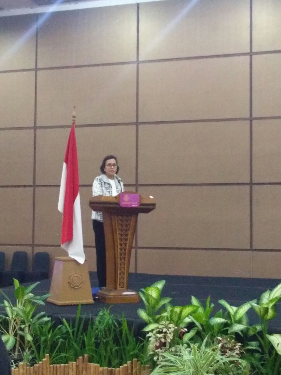 Mentri Keuangan Sri Mulyani Saat Memberikan Sambutan