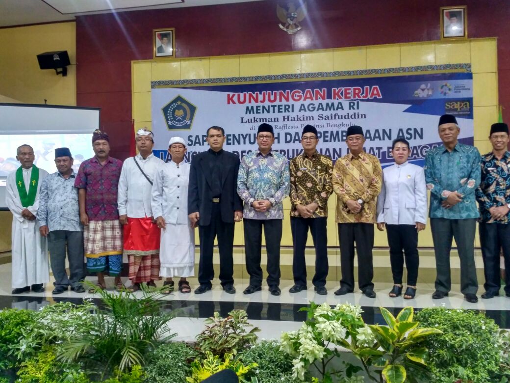 Foto Bersama Menteri Agama RI, Kanwil Kemenag Provinsi Bengkulu dan Jajaran