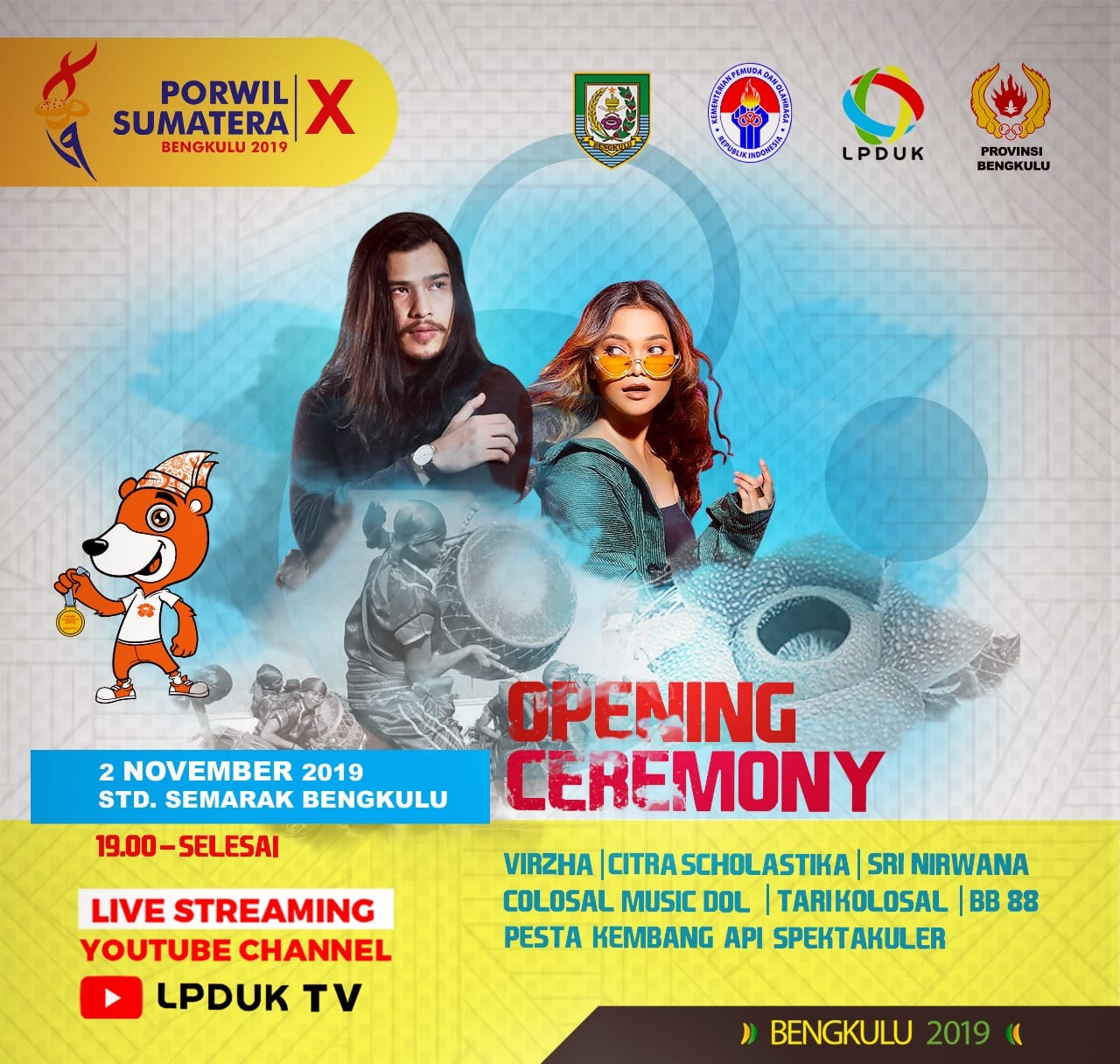Opening Ceremony Porwil Digelar di Stadion Semarak Bengkulu