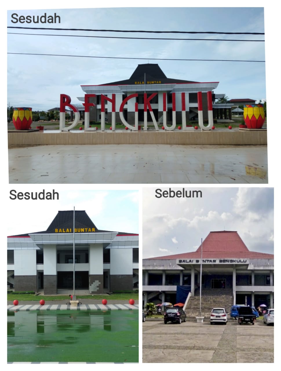 Foto Balai Buntar Sebelum dan Sesudah Direnovasi (Ist) 