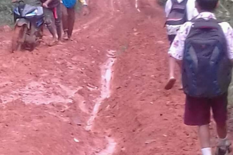 Sunguh Sangat Prihatin melihat Jalan Yang dilalui masyarakat dan anak sekolah 