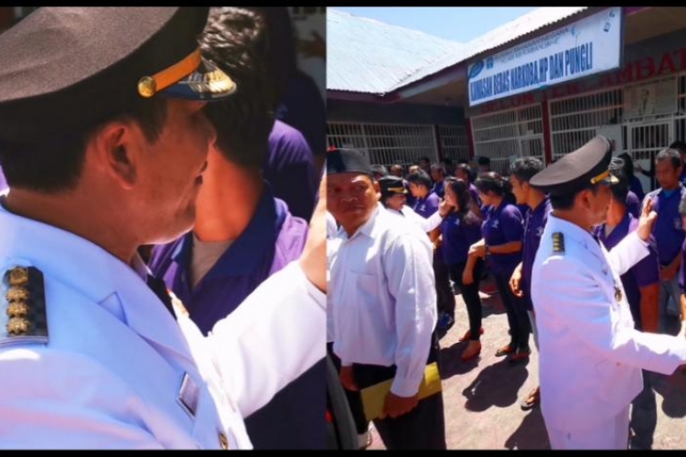 Bupati Karo bersama Karutan kelas II B Kabanjahe Simson Bangun dan Forkopimda  disela sela menyerahkan SK remisi dalam rangka Hut RI ke 74.ist