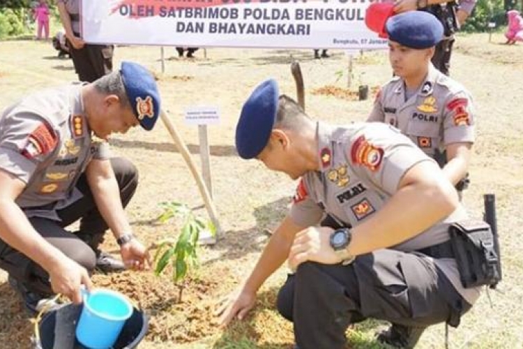 Satbrimob Polda Tanam 600 Bibit Pohon