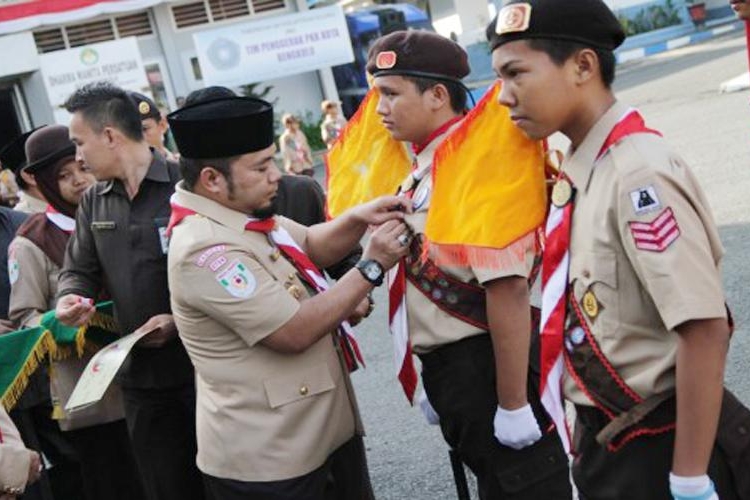 Apel besar peringatan Hari Pramuka ke 55 di halaman Kantor Walikota, Selasa (30/08/2016)