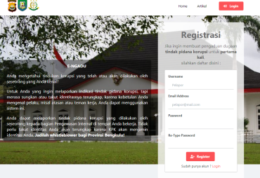 Halaman Depan Website E-Dumas (e-ngadu.bengkuluprov.go.id)