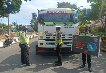 Sosialisasi Call Center 110 Polres Mukomuko Ingatkan Pentingnya Disiplin Prokes