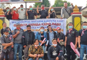 Aksi Damai Wartawan Karo Minta Kapolda Tuntaskan Kasus Pembunuhan Marsal
