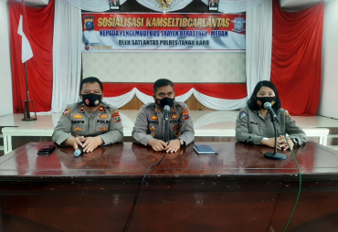 Sikapi Macet Jalur Berastagi-Medan Polres Tanah Karo Gelar Sosialisasi Kamseltibcarlantas