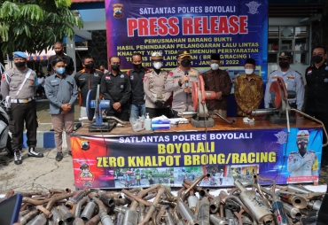 Ganggu Ketertiban Umum Polres Boyolali Berhasil Razia 300 knalpot Brong