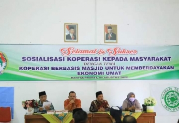 Dewan Koperasi Daerah (Dekopinda) gandeng Majelis Ulama Indonesia (MUI) Kabupaten Labuhanbatu menggelar Sosialisasi Koperasi Kepada Masyarakat 
