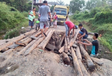 Tampak Gorong-gorong Penghubung Pali-Muba yang Ambruk