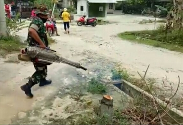 Dinkes dan Babinsa Lakukan Fogging di Desa Kijang Jaya